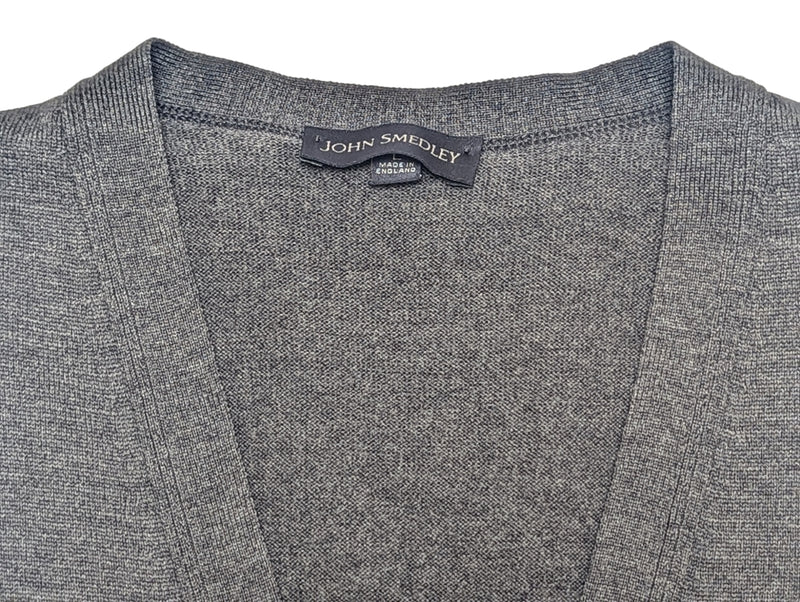 John Smedley Cardigan Vest L Charcoal New Zealand Merino