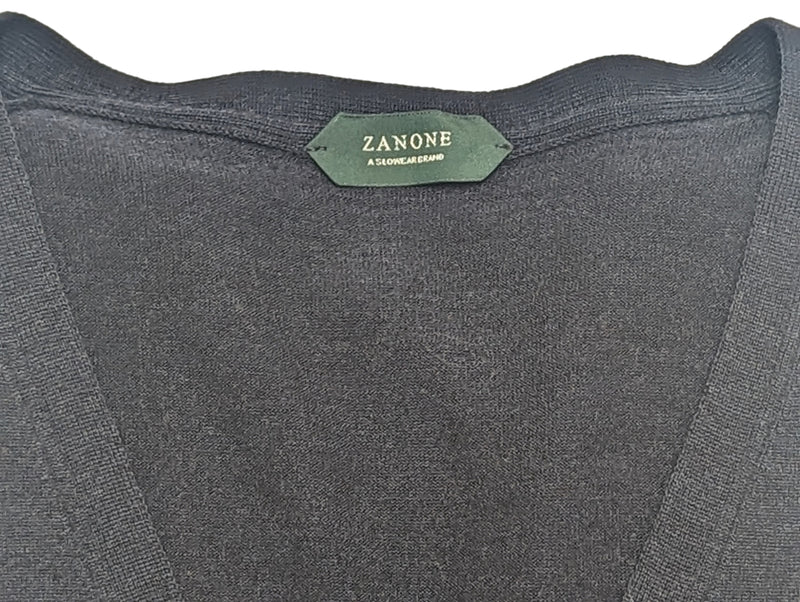 Zanone Cardigan Vest L Gunmetal Grey Cotton