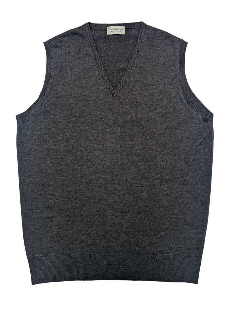 John Smedley Sweater Vest L Charcoal Extrafine Merino