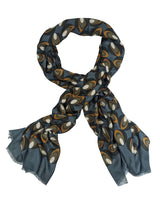 Battisti Scarf Slate Blue Ovals Print Modal/Cashmere whisper