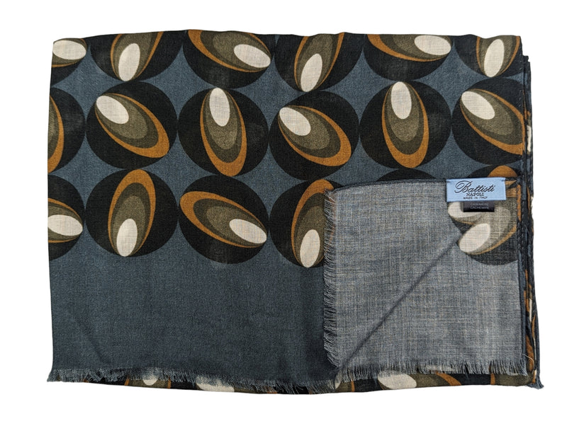 Battisti Scarf Slate Blue Ovals Print Modal/Cashmere whisper