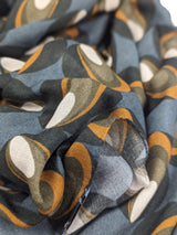Battisti Scarf Slate Blue Ovals Print Modal/Cashmere whisper