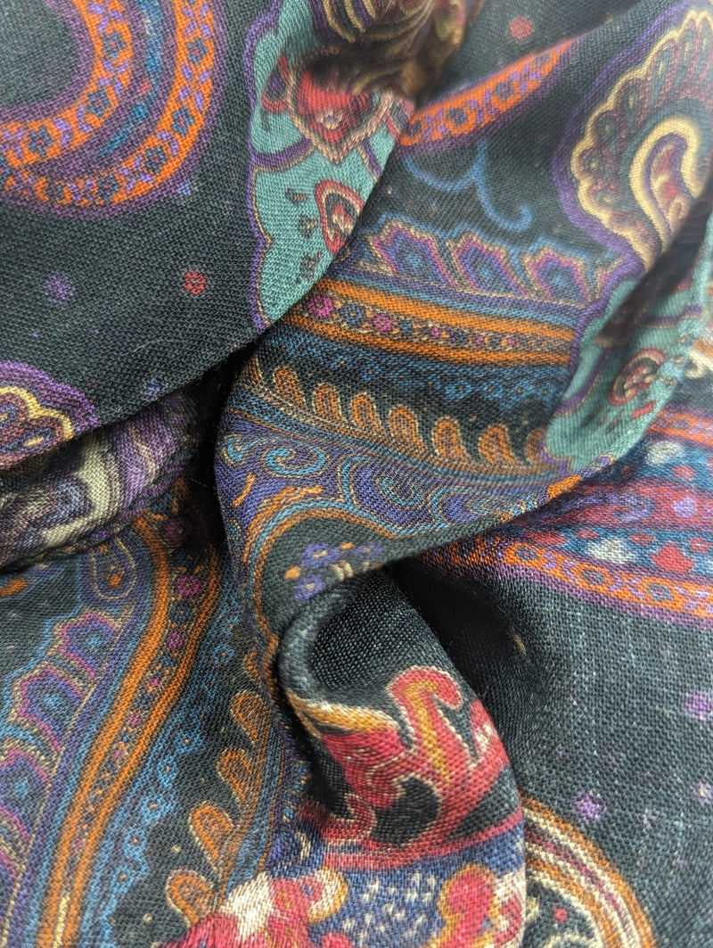 Battisti Scarf Black with Purple Multi Paisleys Modal/Cashmere whisper