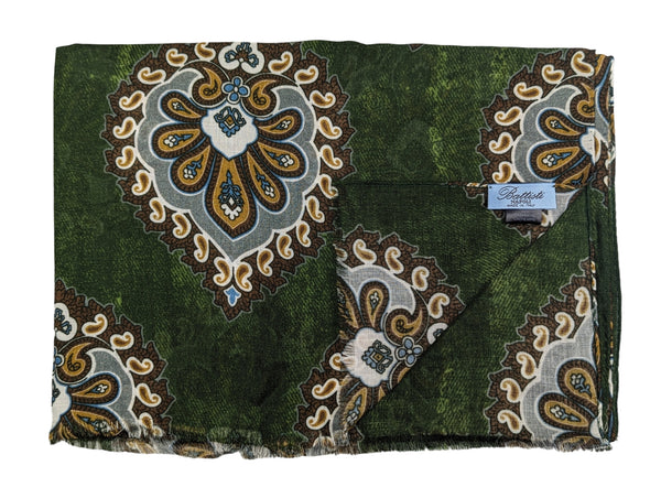 Battisti Scarf Forest Green Batik Print Modal/Cashmere whisper