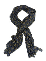 Battisti Scarf Soft Navy Medallions Modal/Cashmere whisper