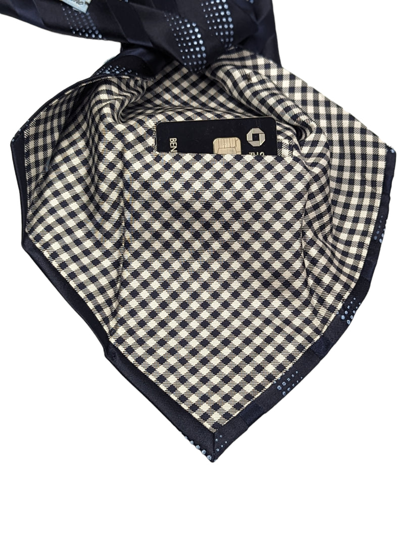 Battisti Tie Midnight fancy stripes, 2-button & pocket, pure silk