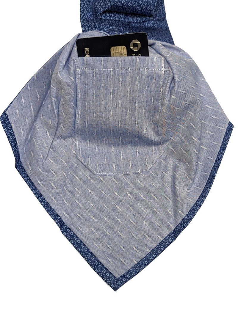 Battisti Tie Mid blue with micro floral pattern, hidden pocket, pure s ...