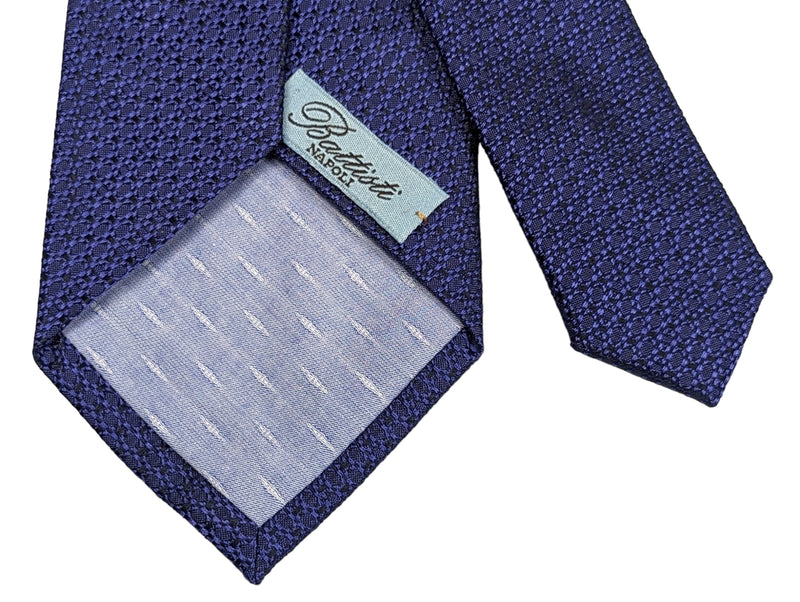Hidden Pattern Tie Battisti Tie Royal blue woven pattern, hidden pocket, pure silk ...