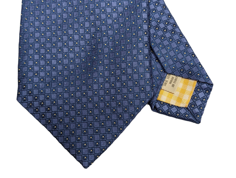 Battisti Tie French Blue Small Squares Woven 2-button & pocket Pure silk