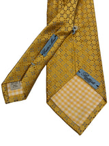 Battisti Tie Golden Yellow Woven Pattern 1-button & pocket Pure silk