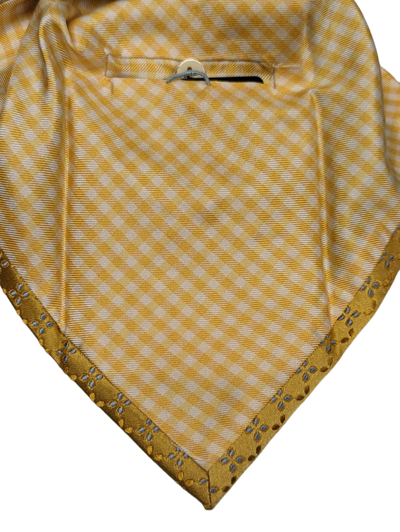 Battisti Tie Golden Yellow Woven Pattern 1-button & pocket Pure silk