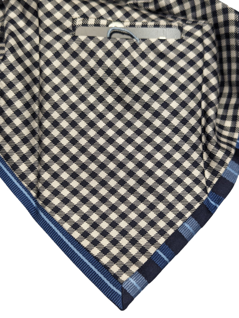 Battisti Tie Navy Blue Sky Stripes 1-button & pocket Pure silk