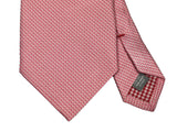 Battisti Tie: Pink and white weave, 1-button &amp; pocket, pure silk