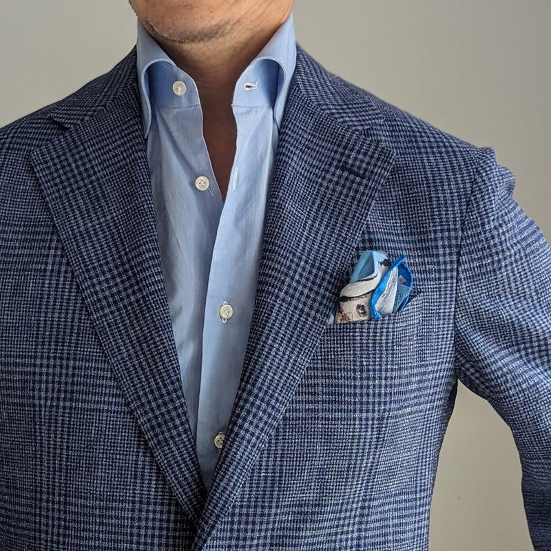 Benjamin Zegna Sport Coat Blue Plaid 2-button Soft Shoulder Wool/Linen/Cashmere