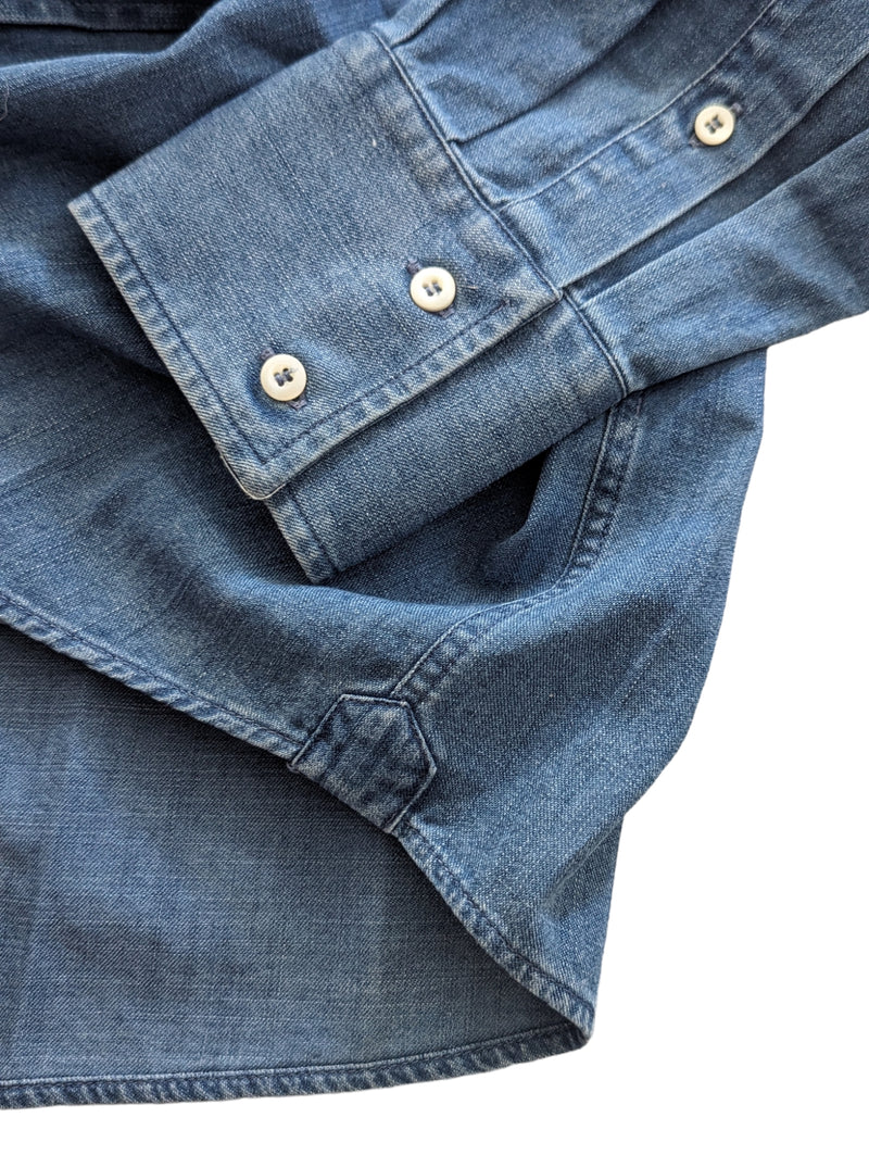Brunello Cucinelli Shirt M Blue Denim button down collar Pure cotton