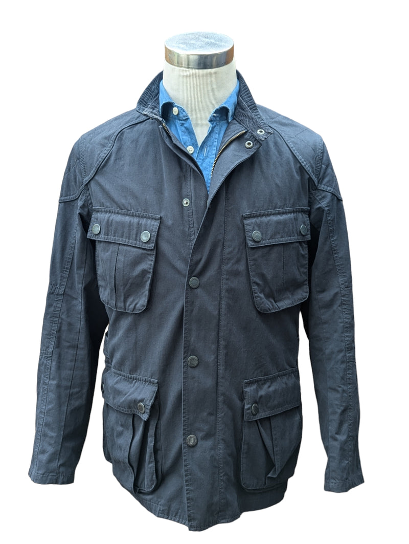 Barbour Field Jacket M Slim Navy Blue Cotton