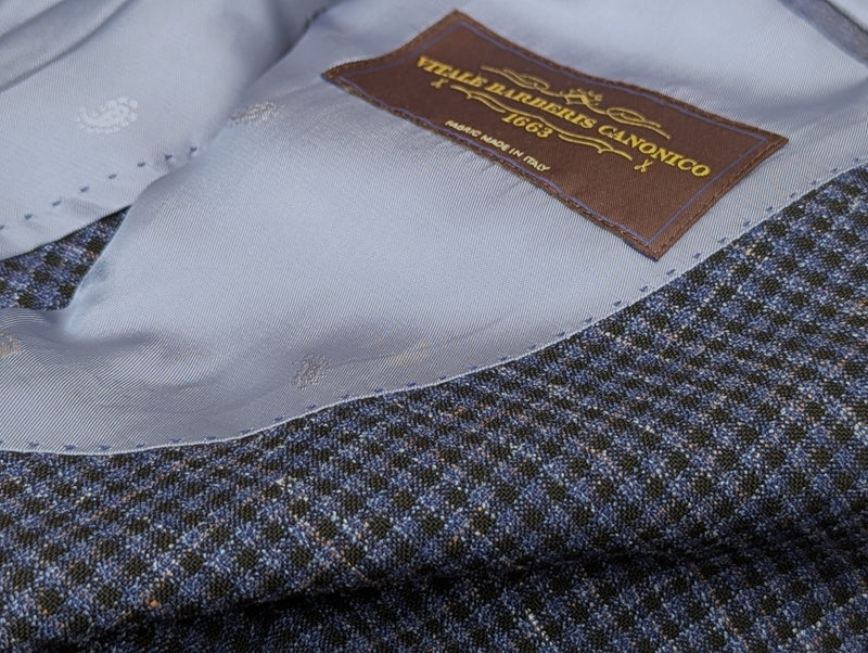 Benjamin VBC Sport Coat Blue Flecked Check 2-button Soft Shoulder Wool/Silk/Linen