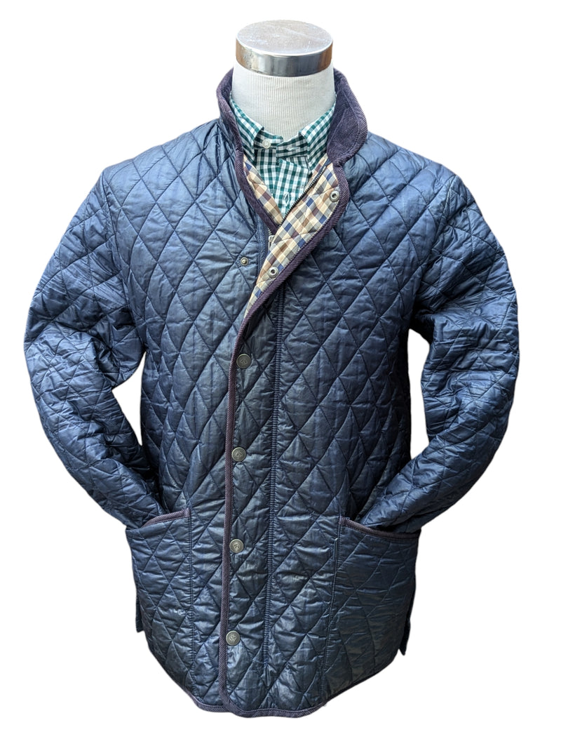 Aquascutum Jacket M Navy Blue Padded Quilt Polyester
