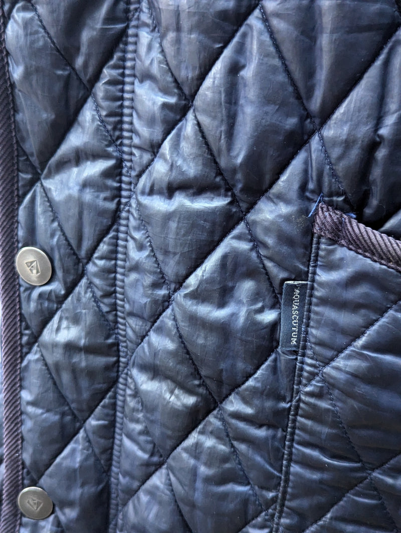 Aquascutum Jacket M Navy Blue Padded Quilt Polyester