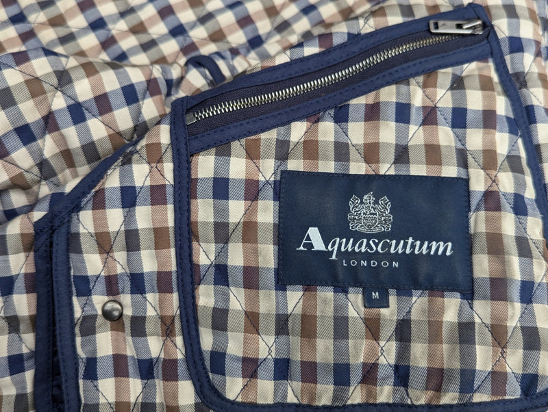 Aquascutum Jacket M Navy Blue Padded Quilt Polyester
