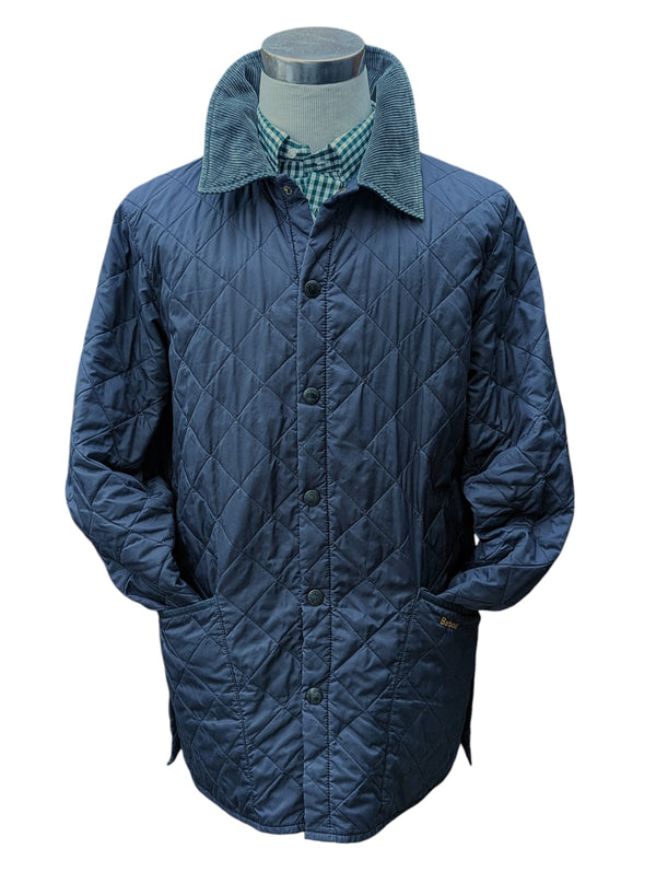 Barbour Jacket M/L Navy Blue Liddesdale Padded Quilt Polyamide