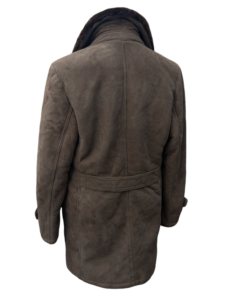 Vintage Westbury Leather Lamb Shearling Coat M/40 Brown 3-button