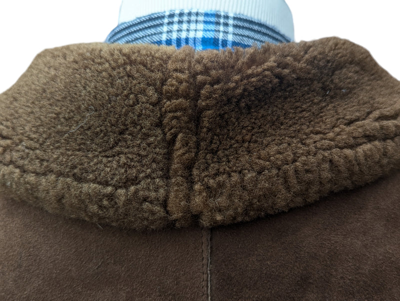 Vintage Barretts Leather Lambsuede Shearling Coat S/38 Brown