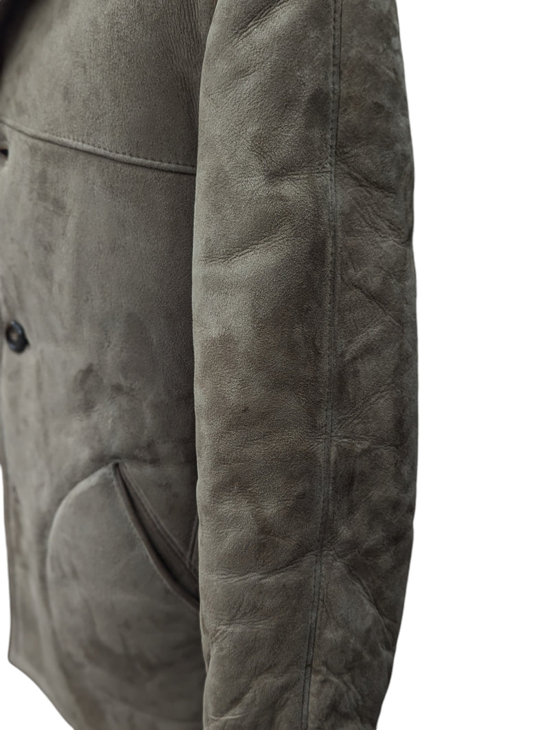 Vintage Baily's Leather Lambsuede Shearling Coat XS/S Brown