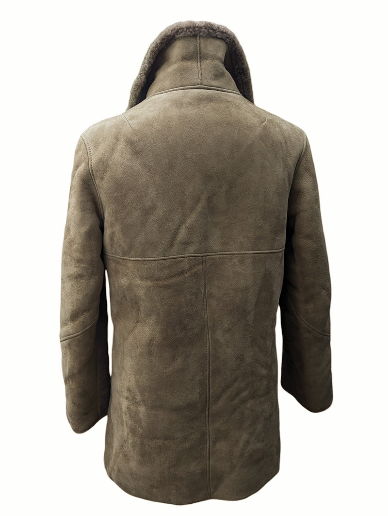 Vintage Morlands Leather Lambsuede Shearling Coat S/M Beige
