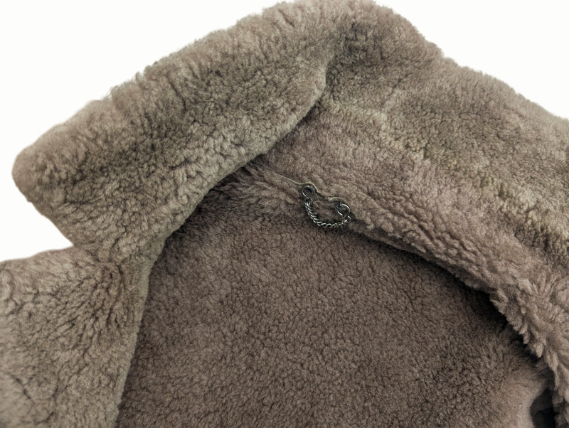 Vintage Morlands Leather Lambsuede Shearling Coat S/M Beige