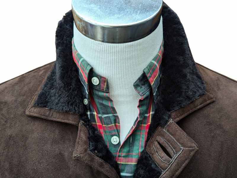 Vintage City Sheepskins Leather Lambsuede Shearling Coat M/L Brown