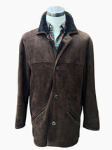 Vintage City Sheepskins Leather Lambsuede Shearling Coat M/L Brown