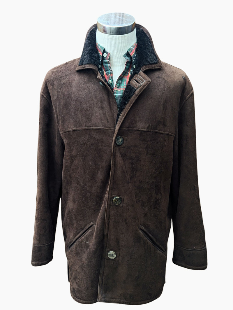 Vintage City Sheepskins Leather Lambsuede Shearling Coat M/L Brown
