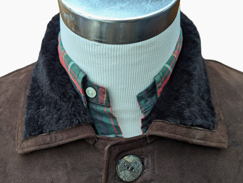 Vintage City Sheepskins Leather Lambsuede Shearling Coat M/L Brown