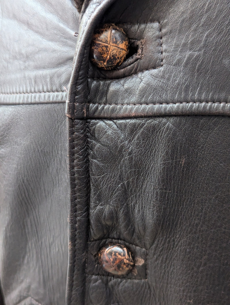 Vintage Oakleaf England Leather Shearling Coat M/L Dark Brown
