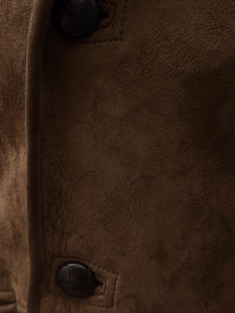 Vintage Barretts Leather Lambsuede Shearling Coat L/XL Brown