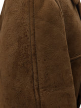 Vintage Barretts Leather Lambsuede Shearling Coat L/XL Brown