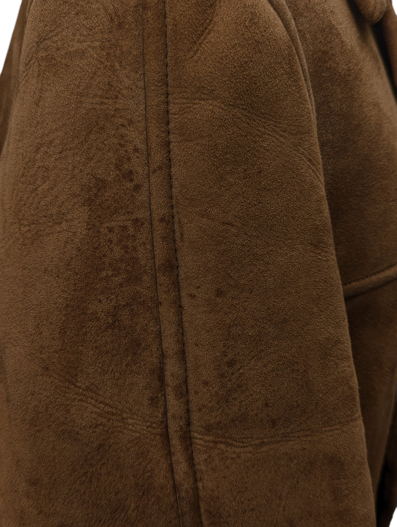 Vintage Barretts Leather Lambsuede Shearling Coat L/XL Brown