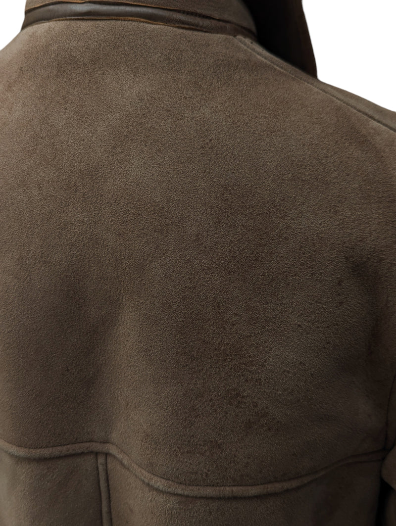 Vintage Richard Draper Leather Lambsuede Shearling Coat L/XL Tan/Sand