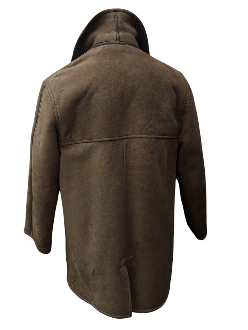 Vintage Richard Draper Leather Lambsuede Shearling Coat L/XL Tan/Sand