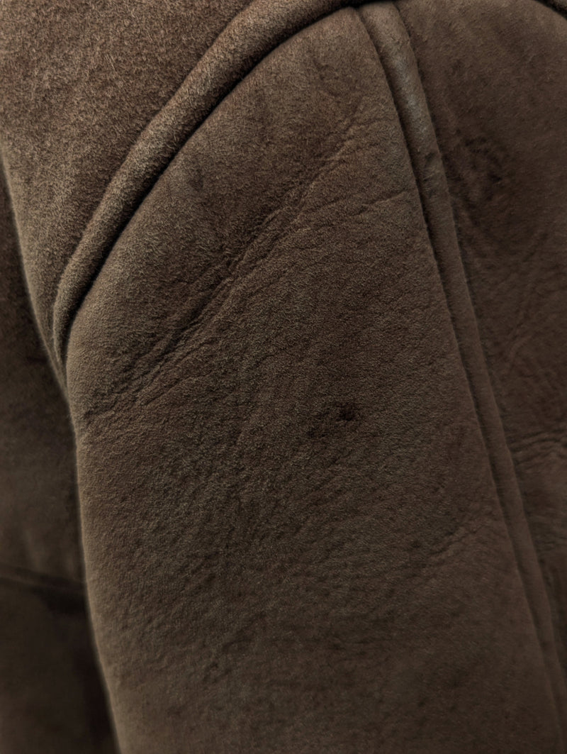Vintage Richard Draper Leather Lambsuede Shearling Coat L/XL Tan/Sand