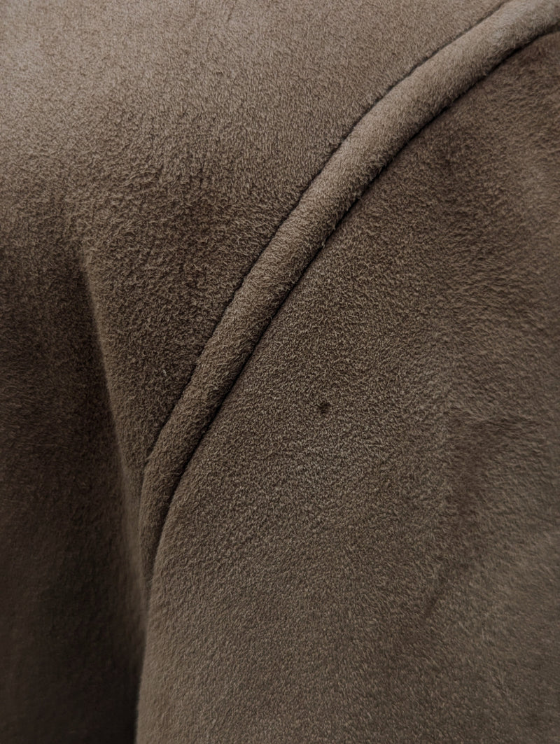Vintage Richard Draper Leather Lambsuede Shearling Coat L/XL Tan/Sand