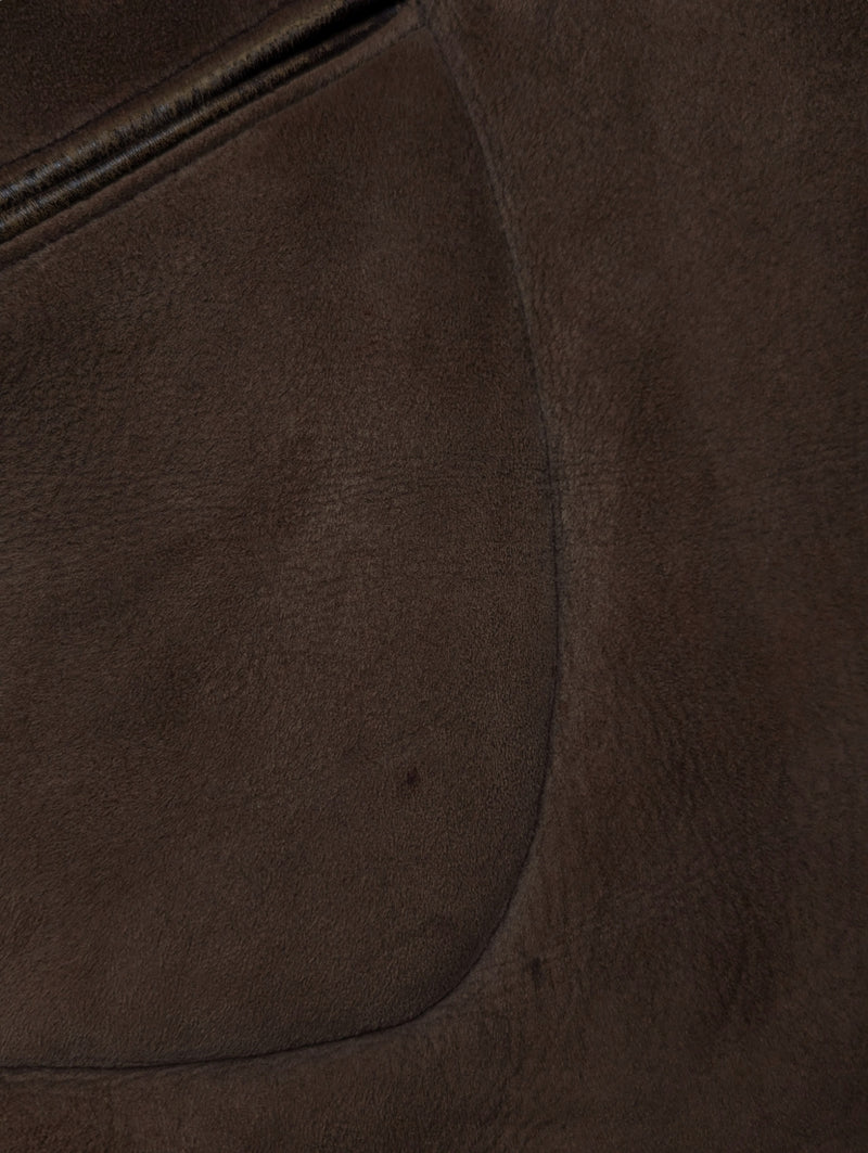 Vintage Richard Draper Leather Lambsuede Shearling Coat L/XL Brown