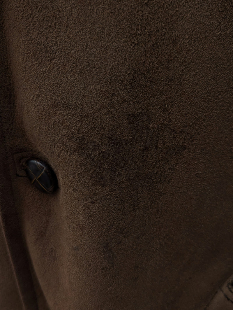Vintage Richard Draper Leather Lambsuede Shearling Coat L/XL Brown