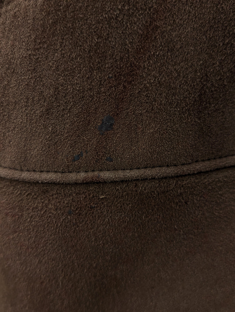 Vintage Richard Draper Leather Lambsuede Shearling Coat L/XL Brown