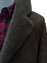 Vintage Morlands Leather Lambsuede Shearling Coat L/42 Brown