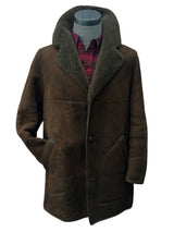 Vintage Morlands Leather Lambsuede Shearling Coat L/42 Brown