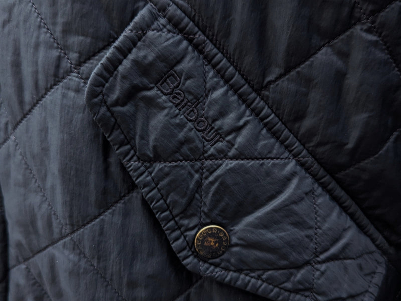 Barbour Jacket S/M Soft Midnight Steel Blue Chelsea Padded Quilt Polyester