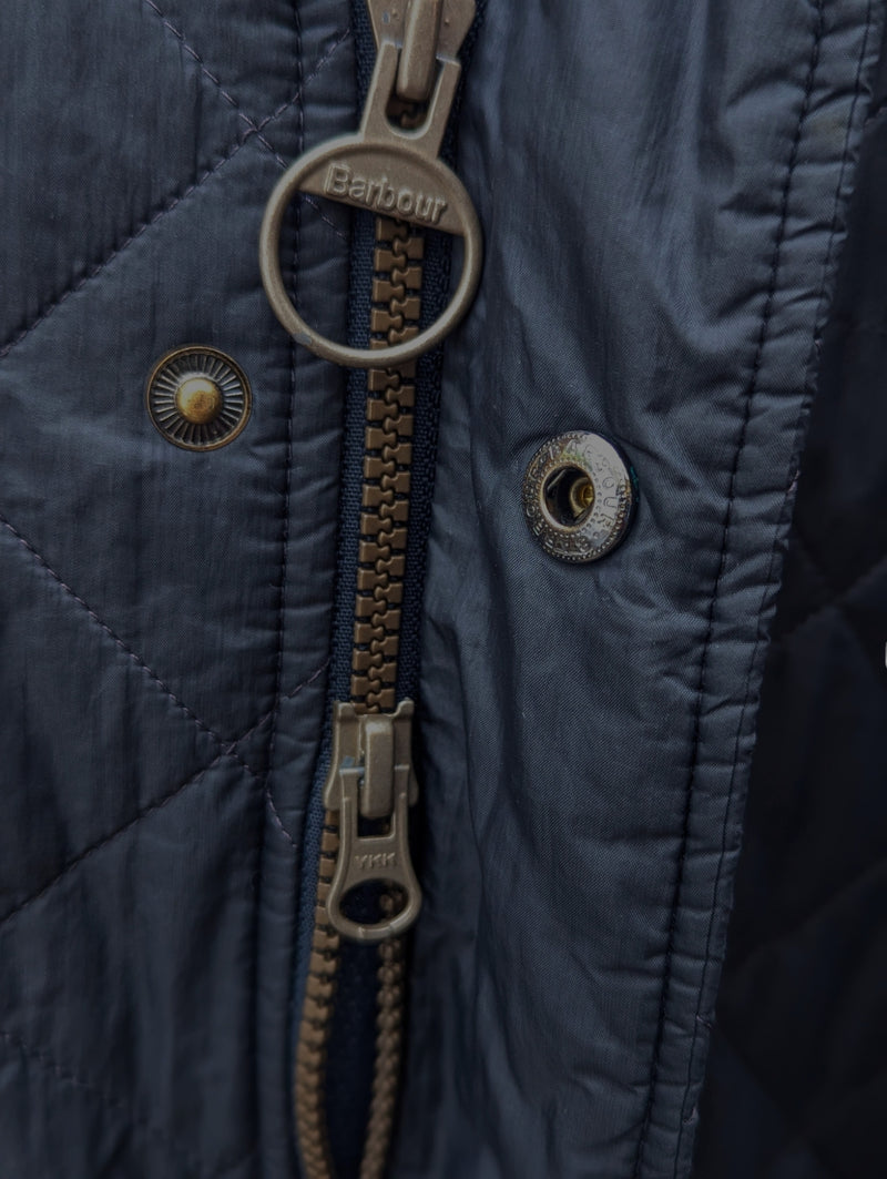 Barbour Jacket S/M Soft Midnight Steel Blue Chelsea Padded Quilt Polyester