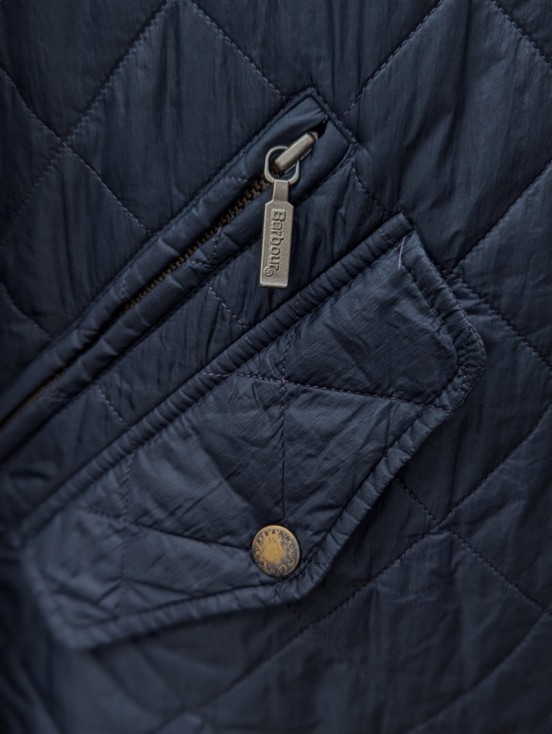 Barbour Jacket S/M Soft Midnight Steel Blue Chelsea Padded Quilt Polyester
